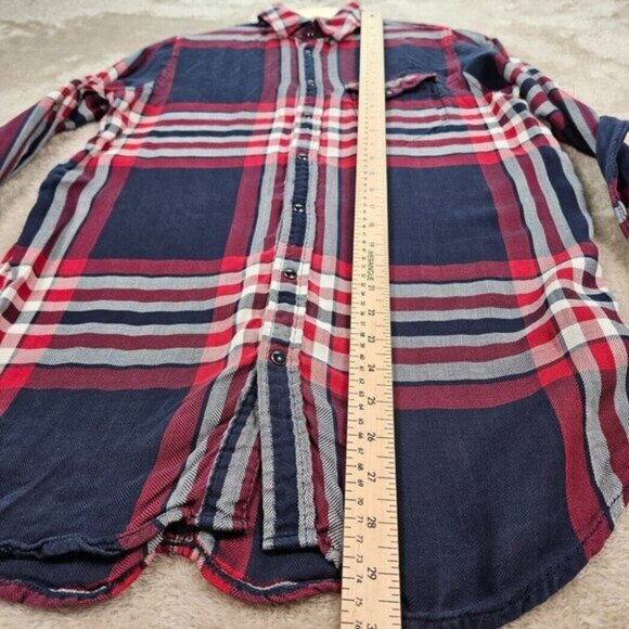 G-Star RAW Shirt Boyfriend Fit Tacoma Long Check Plaid Snap Button Womens Size S - Picture 7 of 11